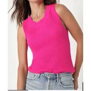 LULUS hot pink sweater tank medium Relaxed Knit‎ Round Neck Sleeveless